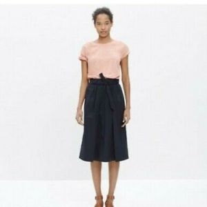 Madewell tie waist midi skirt in black
